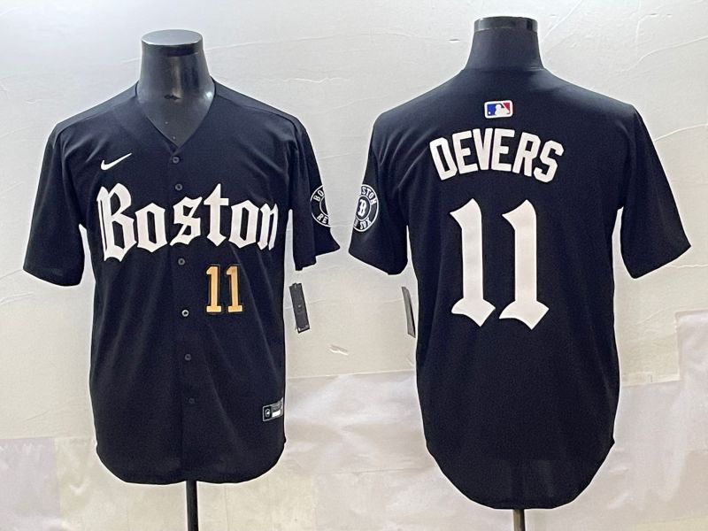 Men 2025 Boston Red Sox #11 Devers Black Five generations Joint Name Nike MLB Jersey style 2->boston red sox->MLB Jersey